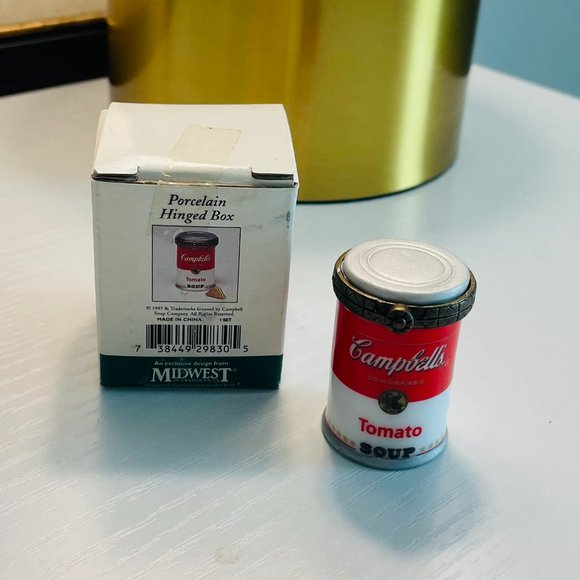 Vintage "1999" Campbells Tomato Soup Tiny Porcelain Hinged Box - Picture 1 of 12